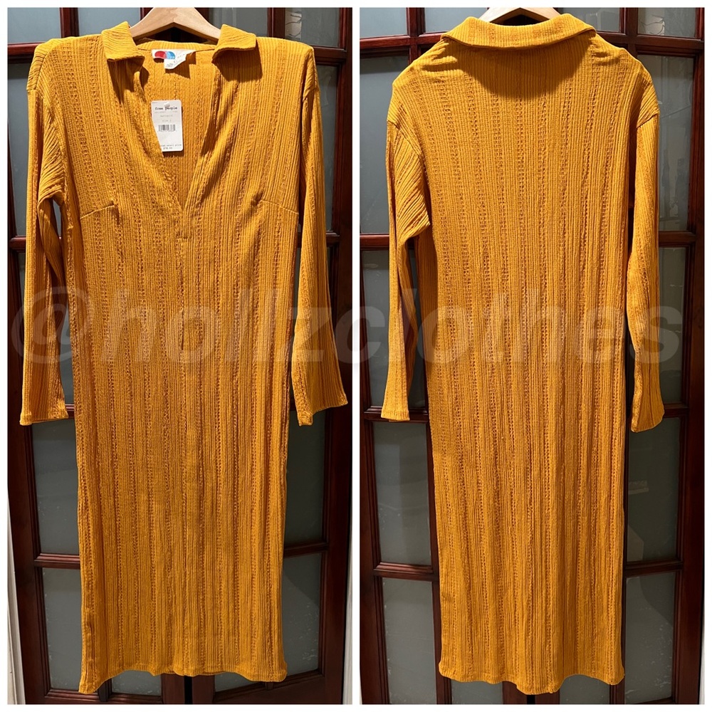 Free People Beach Palma Ribbed Aster Collar Tshirt Midi Dress - Picture 3 of 10